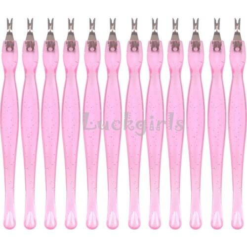 12pcs pink Cosmetic Nail Art Pedicure Dead Skin Fork Cuticle Remover Manicure Pusher Foot Trimmer File Peeling Knife Portable