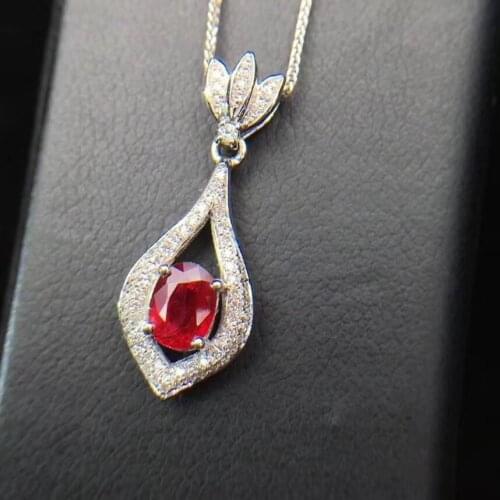 Ruby Pendant Natural And Real Ruby Necklace 925 sterling silver Fine jewelry Ruby Pendant