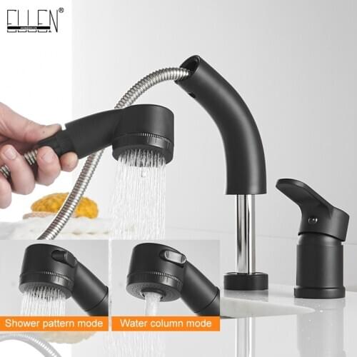 ELLEN 2 Holes Bathroom Faucets Pull Out Basin Sink Tap Hot Cold Water Mixer Deck Mounted ELK107