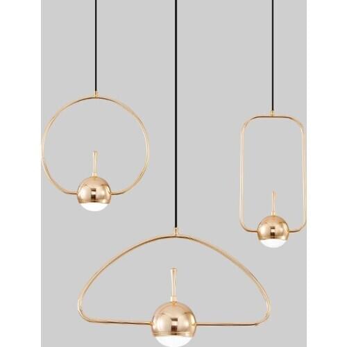 Modern Nordic Living Room Creative Chandeliers Personality Art Wrought Iron Chandeliers Led Geometric Shape Line Lights