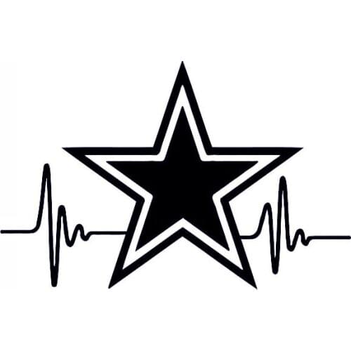 8" Wide Heartbeat Star Cowboys Dallas Funny Vinyl Decal Sticker Car Stickers Window