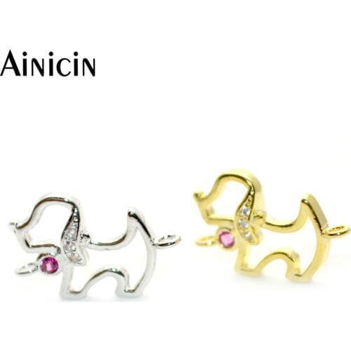 Hollow Out Lovely Dog Connectors Red Rhinestone Crystal Setting Fashion Bracelets Making Connection #GD