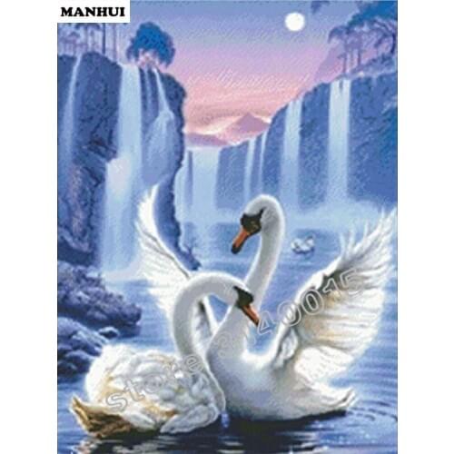 Needlework Diy Diamond Painting swan Cross Stitch Square Rhinestone Diamond Embroidery Patchwork Mosaic Kit ABC192