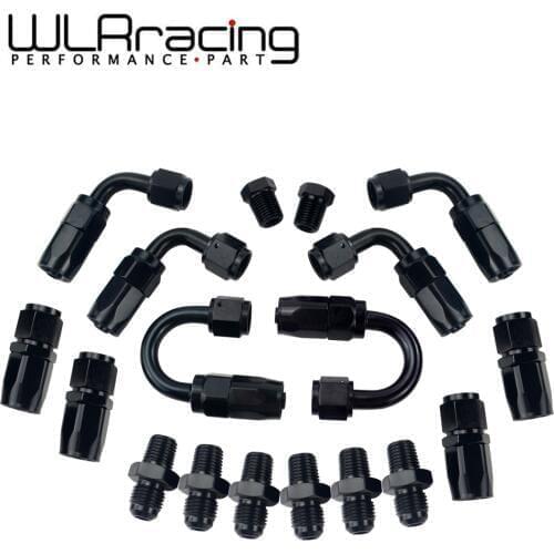 WLR- 6 AN AN-6 Straight / 90 /180 Degree Aluminum Swivel Hose End Fitting Adapter Oil Fuel Line + NPT PLUG WLR-SL10NPT-BK