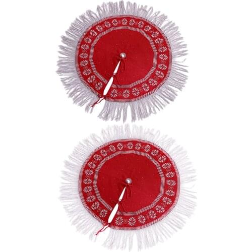 Christmas Tree Skirt Snowflake Little Fringed Bottom Apron Snow Dot Fringed Christmas Tree Skirt 120cm Wrapped positive