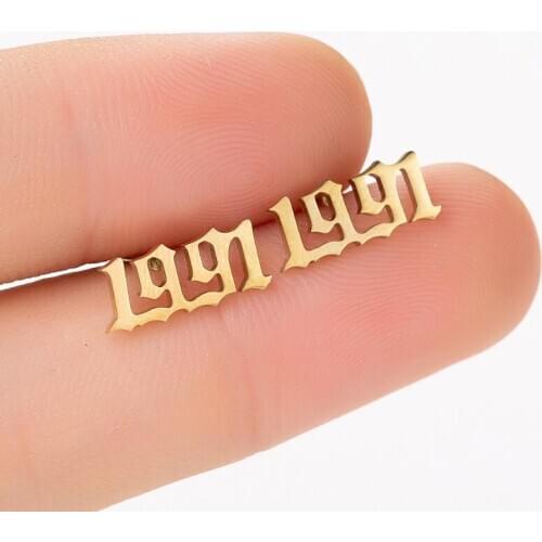 Personalize Old English Number earrings Women Custom Jewelry Year 1991 1989 1999 Girls Birthday Gift collane 2020 Halloween