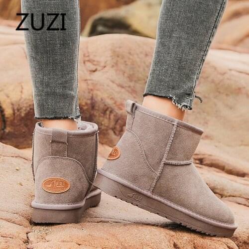 ZUZI 2021 Womens Snow Boots Cow Leather Fur Women Top High Quality Australia Boots Winter Boots for Women Warm Botas Mujer