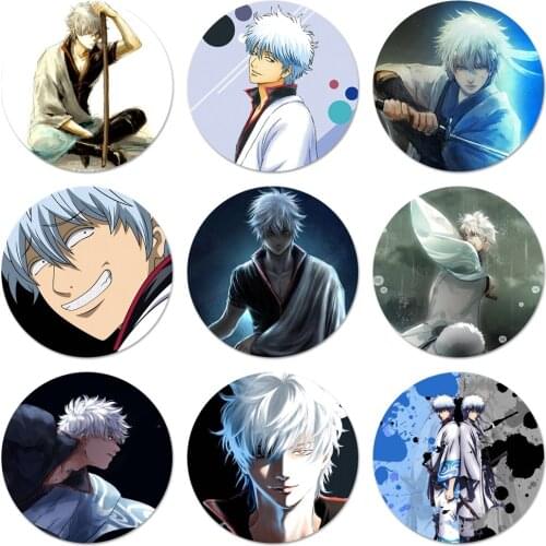 58mm Sakata Gintoki Icons Pins Badge Decoration Brooches Metal Badges For Clothes Backpack Decoration