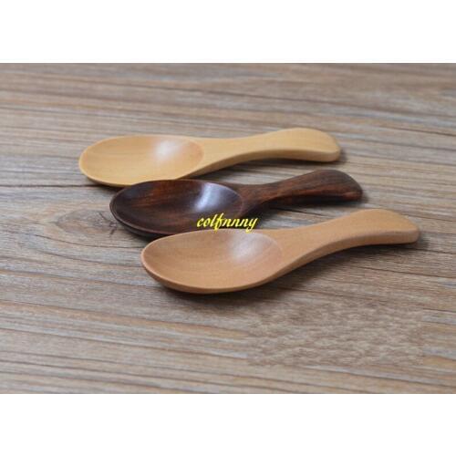 1200pcs/lot 8x3.5cm Mini Short Wooden Spoon Teaspoon Condiment Utensil Tea Coffee Milk Spoon Kids Ice Cream Scoop 2 colors