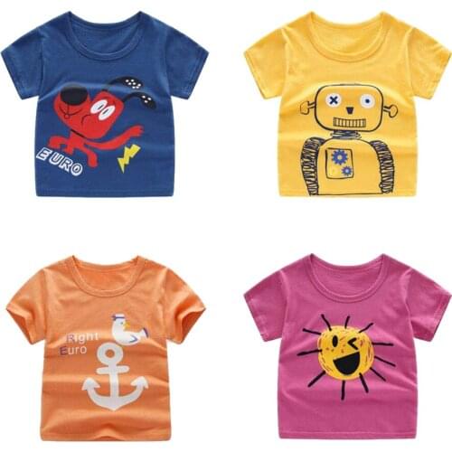 2021 Summer Childrens Clothing Cute Boys Short Sleeve T-shirt Kids Sweatshirt Childrens Cotton Clothes Boys T-shirts