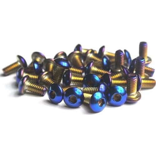 3pcs M5 burnt titanium blue stainless steel Allen round head screw hex socket pan motorcycle modified fixed bolt 6mm-30mm long