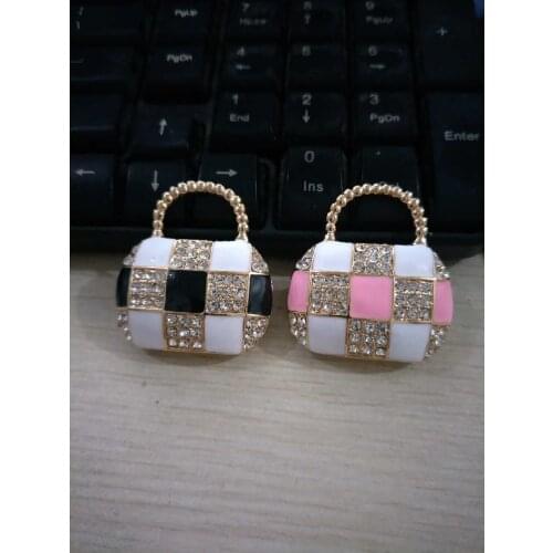 6pcs/lot 2 colours bag rhinestones pendant Cell Phone DIY Alloy Decoration charms