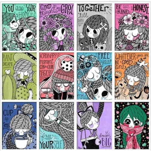 5D DIY Full Drill Diamond Painting Anime Cute Girl Cartoon Flower Diamond Embroidery Mosaic Cross Stitch Handmade Art Home Decor