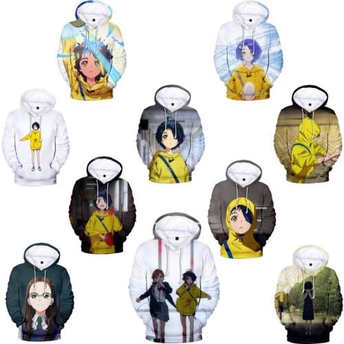Anime Wonder Egg Priority Cosplay Kawaii Hoodie 3D Carton Print Sun Flower Pocket Same Paragraph Sweatshirt Jacket Aldult Child