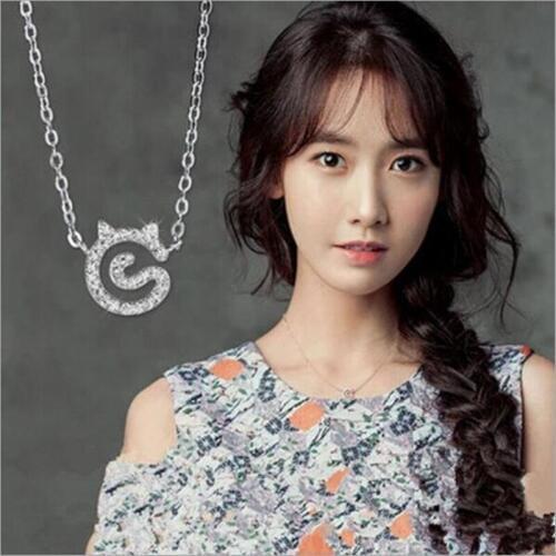 Free Shipping Fashion Simple Popular Crystal Zircon Cat Anti-allergy Pendant 925 Sterling Silver Jewelry Necklaces N064