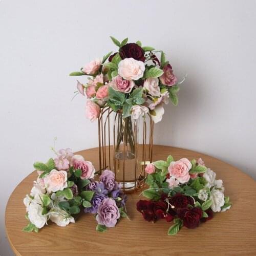 7 head Small Rose Wedding Bridal Bouquet Silk Flower Artificial Flowers Fake Plants for Home Wedding Decoration indoor