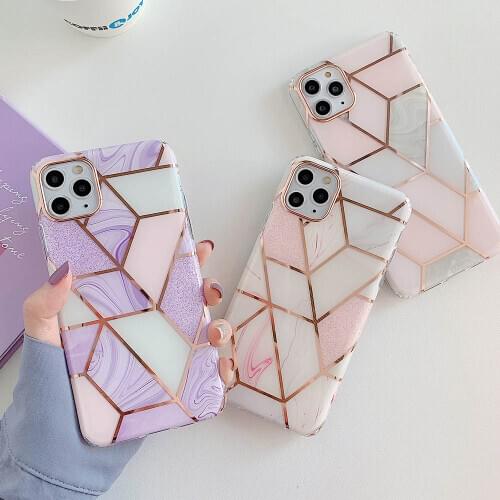 Luxury Geometric Marble Texture Phone Case For iPhone 12 mini XR X XS Max 11 Pro Max 7 8 Plus Cases Soft Shockproof Back Cover