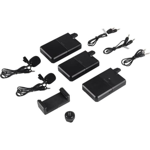 One-Trigger-Two UHF Dual-Channel Wireless Microphone System Lapel Mic for DSLR Cameras Smartphones Vlog Live