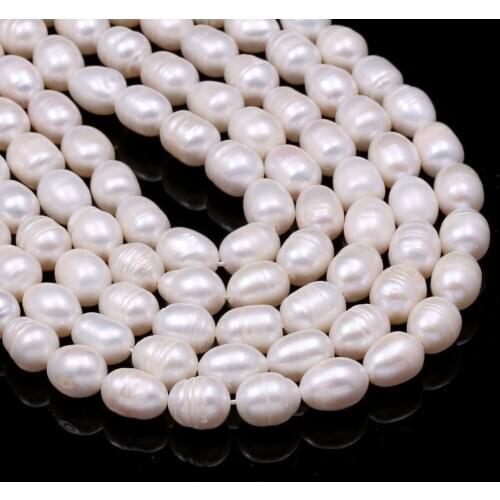 Elliptical White Pearl Beads Natural Freshwater Pearls Loose Spacer Beads For DIY Necklace Bracelet Jewelry Making Strand 14