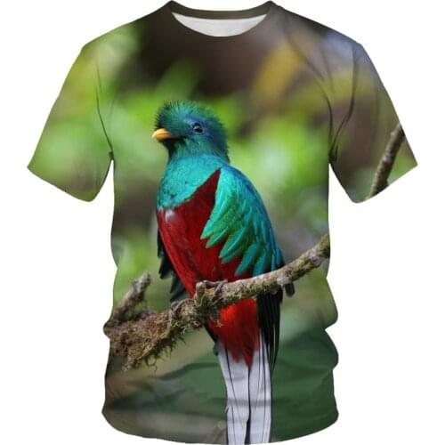 Fashion loose animal bird mens t-shirts funny parrot bird 3d print casual T-shirt summer breathable elastic high quality Tshirt