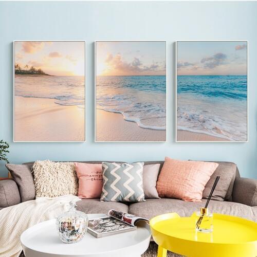 Canvas Painting Pink Beach Sunset Sea Wall Art Nordic Posters And Prints Pineapple Home Decoration Pictures For Living Room Déco