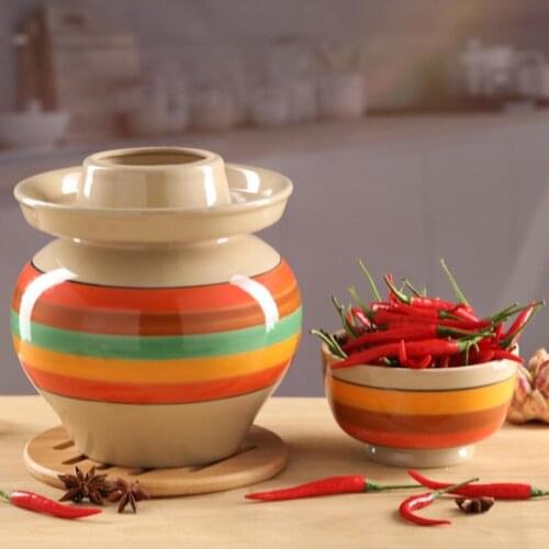 Sichuan Chinese Ceramic Pickle Jar Household Kimchi Jars Traditional Pickling Sealed Storage Tank Vegetables Pickles Container