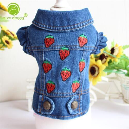 2018 Newly Spring Autumn Dog Jacket Cute Clothes for Small Dogs Sweeties Strawberry Embroidery Design Puppy Chihuahua Coats 20E