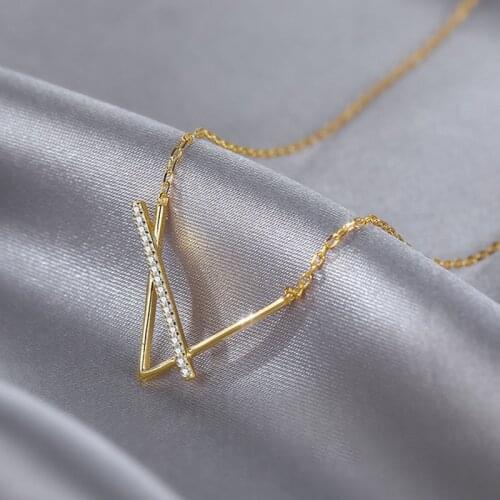 Hot Sale925 Sterling Silver Necklace Exquisite V-Shaped Pendant Shiny Zircon Choker Party Gift For Girls Fashionjewelry SNK014