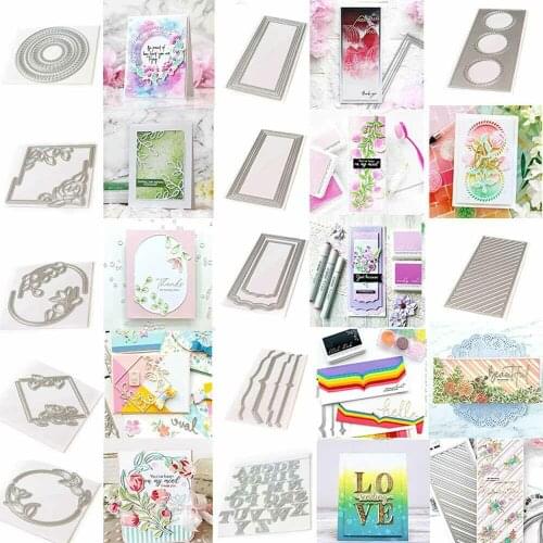 MT Craft Metal Cutting Dies Alphabets Flower Leaves Stripes Rectangle Frames Scrapbooking Photo Album Decorative Card Making Die