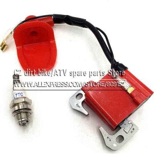 Performance Red IGNITION COIL for 43cc 47cc 49cc Mini Quad Pocket Dirt Bike ATV 2-Stroke Engine part with L7T spark plug