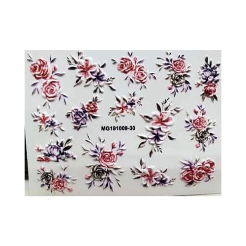 Factory Sale Price DIY 6 D Nail Stickers Engraved Water Slide Decals Hot Selling