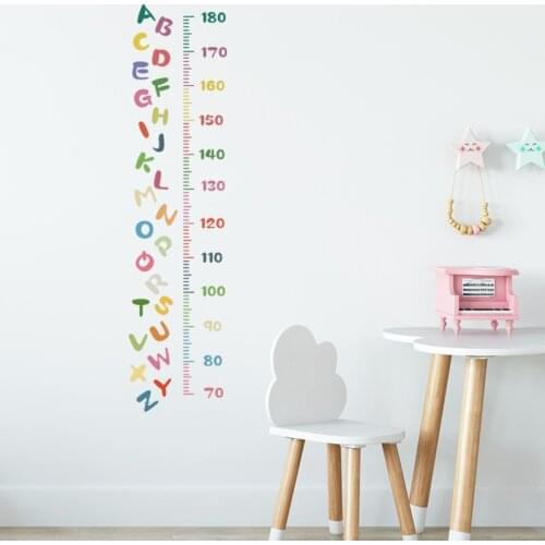 English Alphabet Height Measure Wall Stickers Home Decor DIY Simple Chart Ruler Decoration for Kids Rooms Decals Wall Art