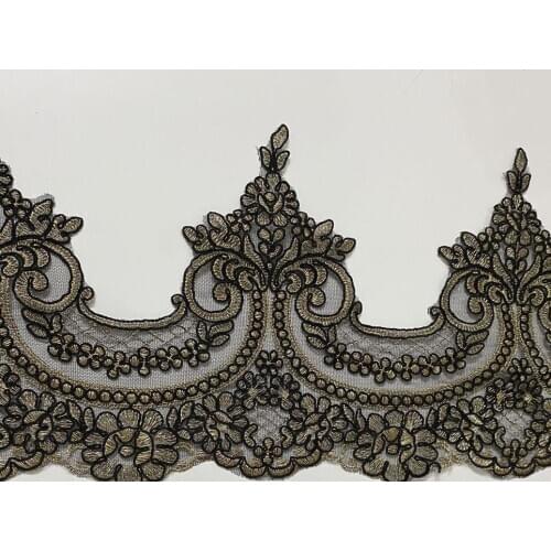 Delicate 1Yard Black Cording Fabric Flower Venise Venice Mesh Lace Trim Applique Sewing Craft For Bride Wedding Dresses 20cm