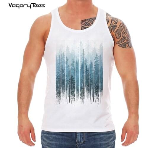 New Arrival 2020 Fashion Geometric Grunge Dripping Turquoise Misty Forest Print Men Tank top Tops Hipster Vest