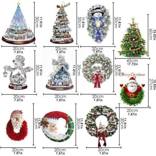 New Christmas Tree Santa Claus Rotating Sculpture Train Decorations Paste Window Paste Stickers Christmas Decorations Home Party