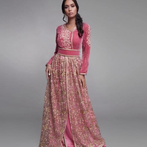 Long Sleeves Moroccan Caftan Evening Dress Applique Floor Length A-Line Summer Dress Special Occasion Prom Gown Plus Size