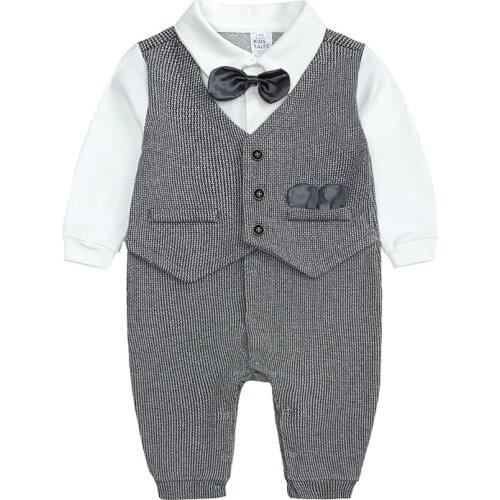 Autumn Newborn Baby Boy Rompers Cotton Gentleman Clothing Prince Costume Infant Jumpsuits Boys Clothes Winter Baby Clothes Fall