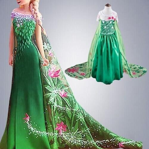 4-10 Years Princess Dress Girls Costume Kids Halloween Cosplay Princess Dress Girls Summer Long Dresses
