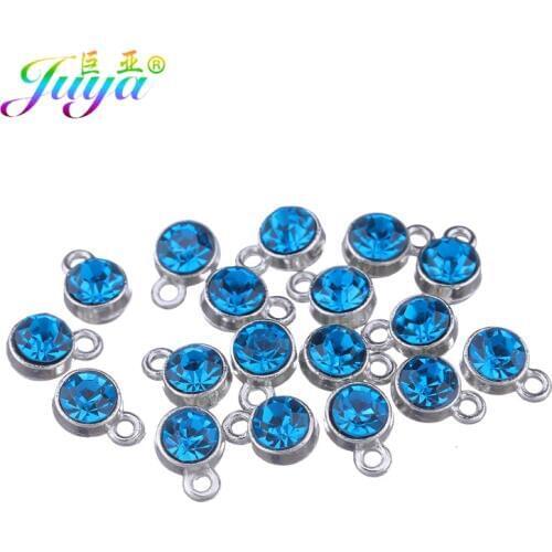 Juya 30pcs/lot Wholesale 12 Colors Cz Rhinestone Birthstone Charms Pendant For Handamde Pendant Birthday Jewelry Making Supplies