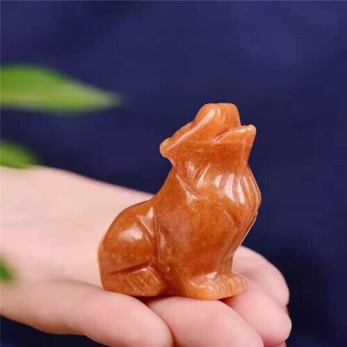 Natural Crystal carving Great Wolf figure statue hand carved crystal healing For family