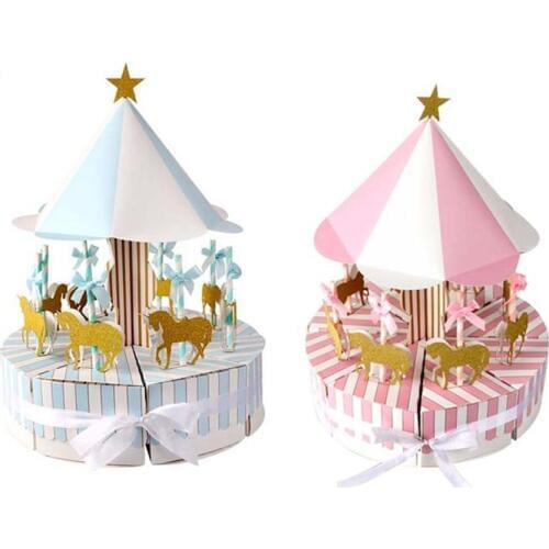 Romantic Carousel Gift Box Baby Shower Favors Candy Boxes Boys Girls Birthday Party Favors Gift Candy Box Event Party Supplies