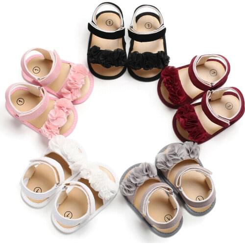Citgeett Summer Sweet Newborn Infant Baby Girl PU Leather Flower Sandals Summer Pram Shoes