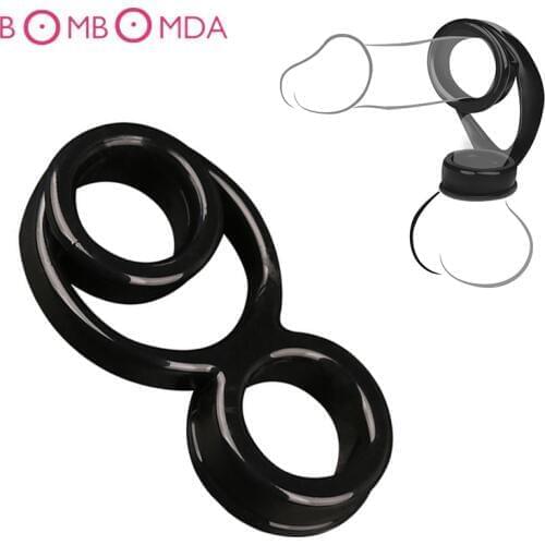 Silicone Penis Ring Triple-ring Cockring Scrotum Rings Adult Ejaculation Delay Sex Toys Prolong Products for Men Male