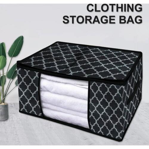 Zipper Storage Bag Foldable Dustproof Non-Woven Fabric Moisture-proof Clothes Quilt Zipper Storage Box for Bedroom Organization
