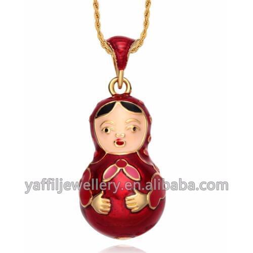 YAFFIL New Fashion Girl Pendant Necklace Cute Doll Pendant Necklace Party Gift Red Blue Cartoon Figure Necklaces Jewelry DB01R