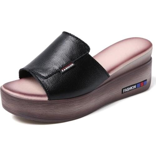 Women Wedges Platform Slippers 2021 Summer Thick Bottom Casual Mules Slippers Outdoor Beach Sandals Ladies Slides Flip Flops