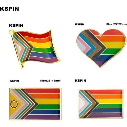 Progress Pride Badge Symbol Pin Metal Badges Decorative Brooch Pins for Clothes Brooch Jewelry XY0773