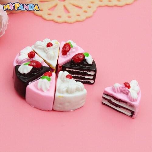 2021 New 10PCS Kawaii Flat Back DIY Miniature Artificial Fake Food Cake Resin Cabochon Decorative Craft Play Doll House Toy