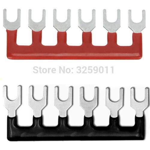 20PCS TB1506 TBD-15A Suyep 6 Positions 15A Wire Connector Pre Insulated Fork Type Barrier Spades Terminal Strip Jumper Block red
