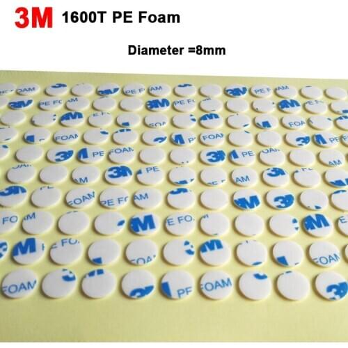 2000pcs/lot Diameter 8MM Circle,3M Double Sided Die Cutting PE Foam Tape 1600T , 1.0mm thick , White Color